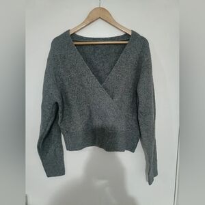 Gray V-Neck Women's Sweater